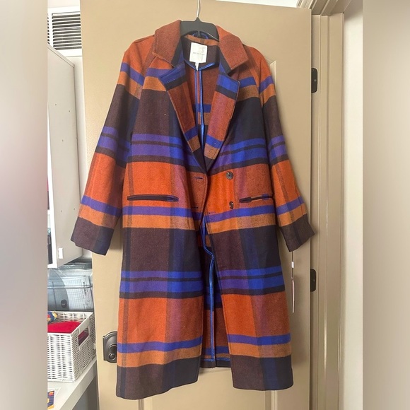 LAST CHANCE AVEC LES FILLES Wool Blend Plaid Raglan Coat - Picture 7 of 12
